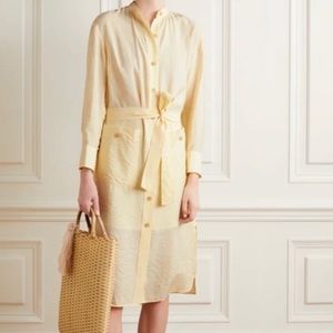 NWT Vince Belted Button Down Midi Dress Yellow